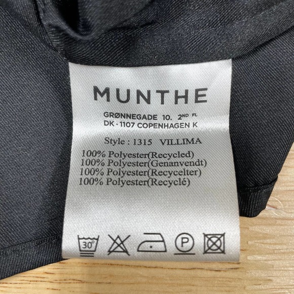 Munthe NWT Villima Dress Black Lightweight Charmeuse Pleated Skirt Ruffle Sz 10 - Picture 7 of 14